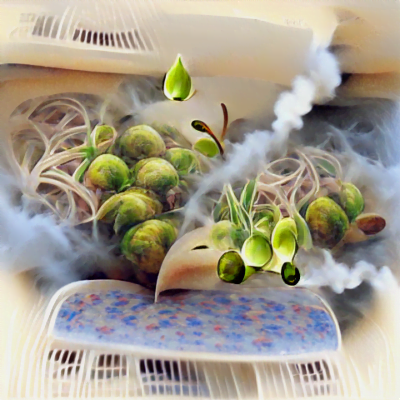 The steaming air, as hot as sprouts