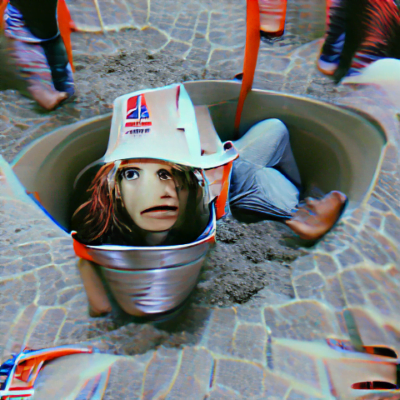 I suddenly found myself underneath a bucket, but there was nobody else there except some cement, so I went home wearing the wrong head