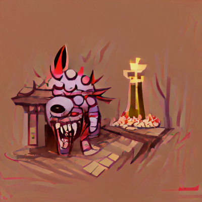 A fiend before the shrine