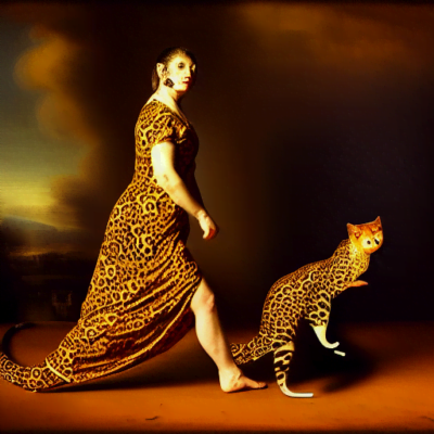 She walks like a leopard, her feet padding down, down, down (II)