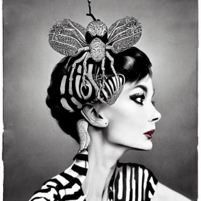 I dream of antwoman, with her audrey hepburn feelers, and her black and white stripes