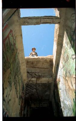 View from tunnel of Rick on surface looking down