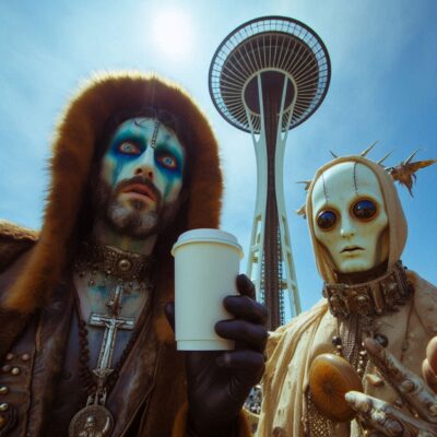 Young professionals on their way to catch the monorail to work, Seattle