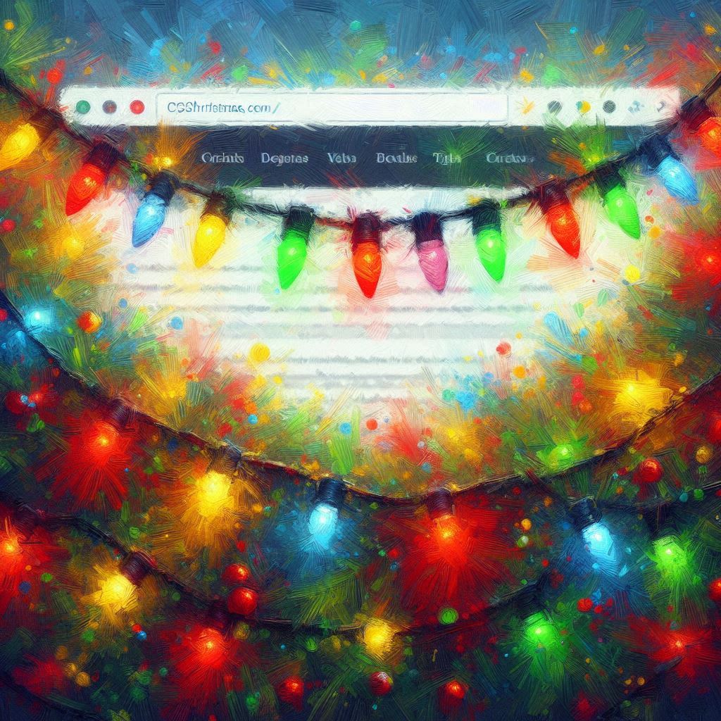 Pure CSS interactive web holiday lights (updated for 2025), feature art by Mike Kupietz