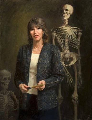 Gretchen Worden (1947-2004) memorial portrait, hanging in a gallery that bears her name in the Mütter museum. Unfortunately I cannot find credits for this painting. Reproduced under Fair Use for education and criticism purposes.